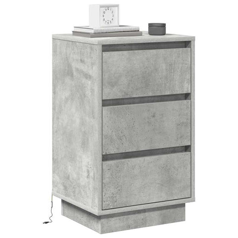 vidaXL Bedside Cabinet with LED Concrete Grey 39x34.5x65 cm Engineered Wood