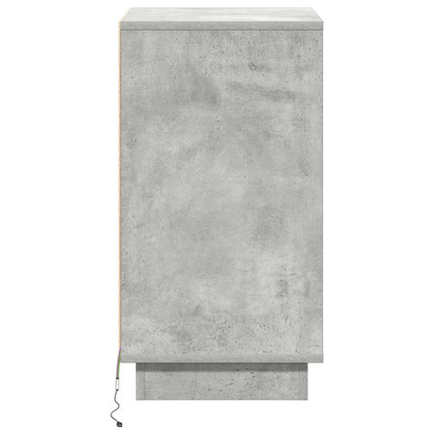 vidaXL Bedside Cabinet with LED Concrete Grey 39x34.5x65 cm Engineered Wood