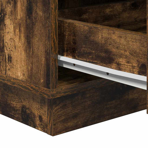 vidaXL Bedside Cabinet with LED Smoked Oak 39x34.5x65 cm Engineered Wood
