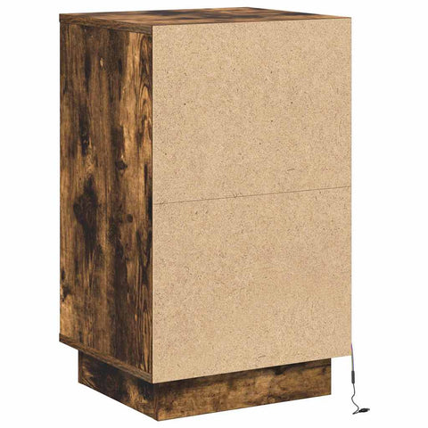 vidaXL Bedside Cabinet with LED Smoked Oak 39x34.5x65 cm Engineered Wood