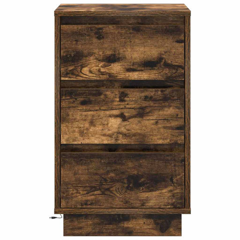 vidaXL Bedside Cabinet with LED Smoked Oak 39x34.5x65 cm Engineered Wood