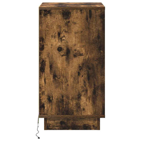 vidaXL Bedside Cabinet with LED Smoked Oak 39x34.5x65 cm Engineered Wood