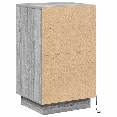 vidaXL Bedside Cabinet with LED Grey Sonoma 39x34.5x65 cm Engineered Wood