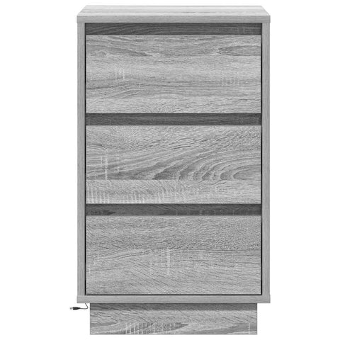 vidaXL Bedside Cabinet with LED Grey Sonoma 39x34.5x65 cm Engineered Wood