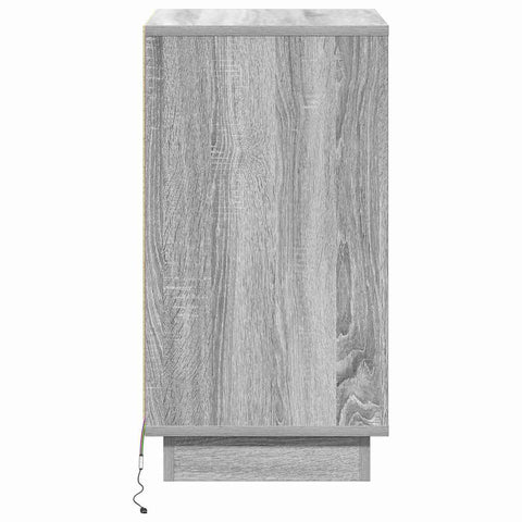 vidaXL Bedside Cabinet with LED Grey Sonoma 39x34.5x65 cm Engineered Wood