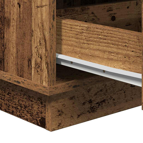 vidaXL Bedside Cabinet with LED Old Wood 39x34.5x65 cm Engineered Wood