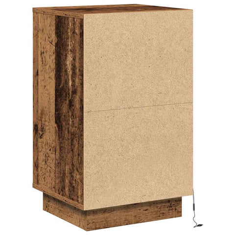 vidaXL Bedside Cabinet with LED Old Wood 39x34.5x65 cm Engineered Wood