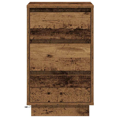 vidaXL Bedside Cabinet with LED Old Wood 39x34.5x65 cm Engineered Wood