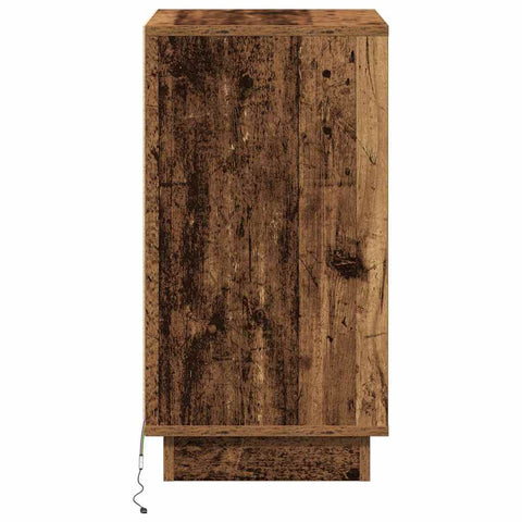 vidaXL Bedside Cabinet with LED Old Wood 39x34.5x65 cm Engineered Wood