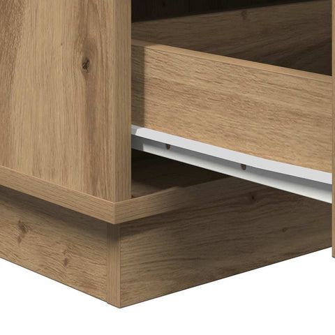 vidaXL Bedside Cabinet with LED Artisan Oak 39x34.5x65 cm Engineered Wood