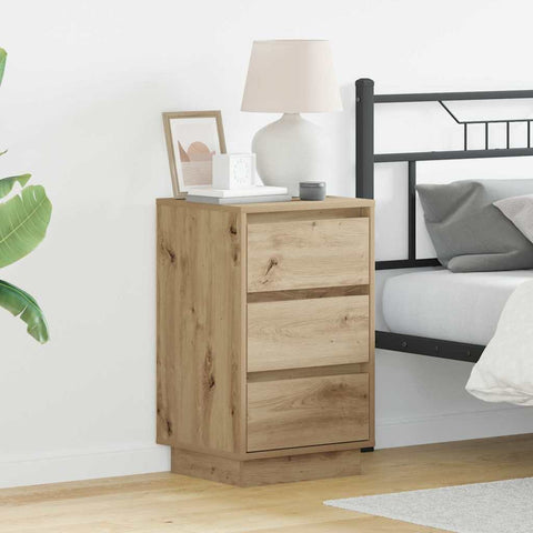 vidaXL Bedside Cabinet with LED Artisan Oak 39x34.5x65 cm Engineered Wood