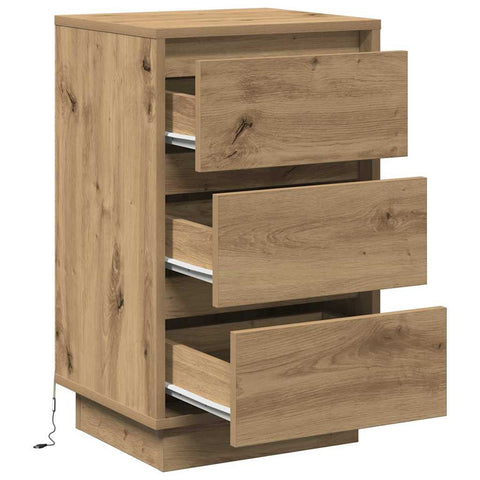vidaXL Bedside Cabinet with LED Artisan Oak 39x34.5x65 cm Engineered Wood
