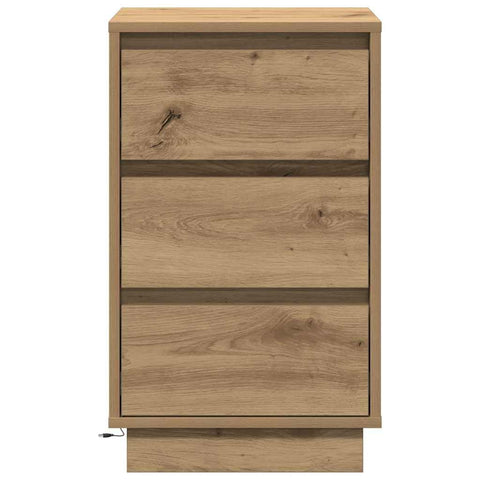 vidaXL Bedside Cabinet with LED Artisan Oak 39x34.5x65 cm Engineered Wood