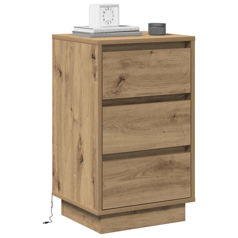 vidaXL Bedside Cabinet with LED Artisan Oak 39x34.5x65 cm Engineered Wood
