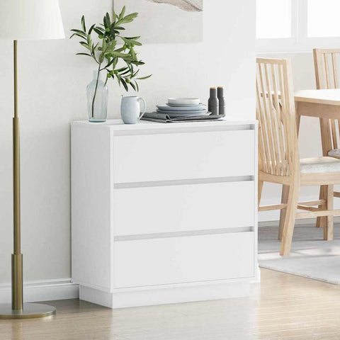 vidaXL Bedside Cabinet with LED White 71x34,5x75 cm Engineered Wood