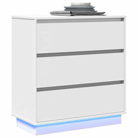 vidaXL Bedside Cabinet with LED White 71x34,5x75 cm Engineered Wood