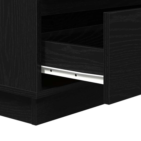 vidaXL Bedside Cabinet with LED Black Oak 71x34,5x75 cm Engineered Wood
