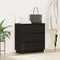 vidaXL Bedside Cabinet with LED Black Oak 71x34,5x75 cm Engineered Wood