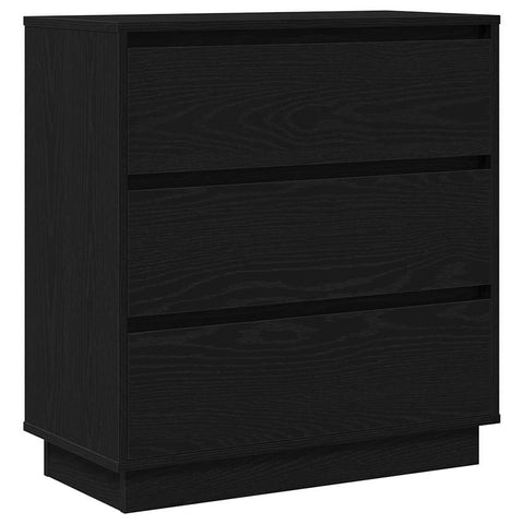 vidaXL Bedside Cabinet with LED Black Oak 71x34,5x75 cm Engineered Wood