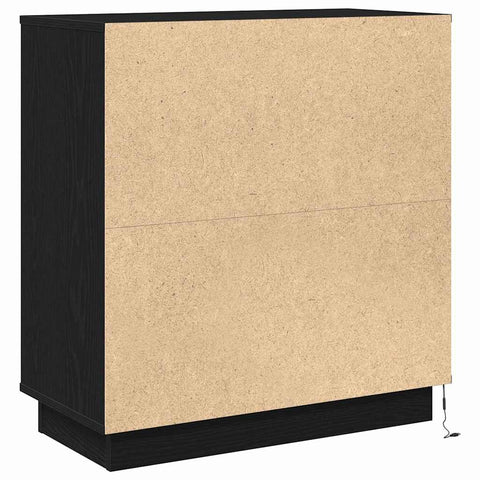 vidaXL Bedside Cabinet with LED Black Oak 71x34,5x75 cm Engineered Wood