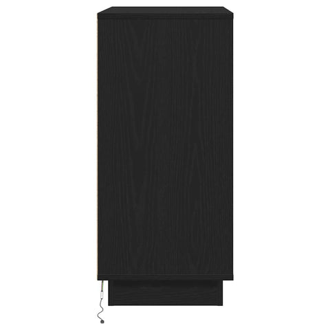 vidaXL Bedside Cabinet with LED Black Oak 71x34,5x75 cm Engineered Wood