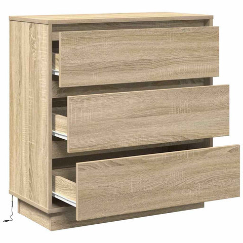 vidaXL Bedside Cabinet with LED Sonoma Oak 71x34,5x75 cm Engineered Wood