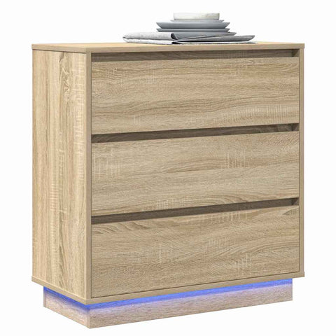 vidaXL Bedside Cabinet with LED Sonoma Oak 71x34,5x75 cm Engineered Wood