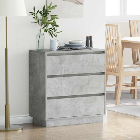 vidaXL Bedside Cabinet with LED Concrete Grey 71x34,5x75 cm Engineered Wood