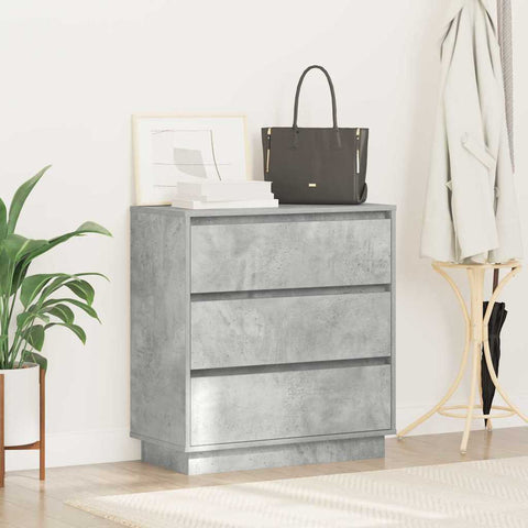 vidaXL Bedside Cabinet with LED Concrete Grey 71x34,5x75 cm Engineered Wood