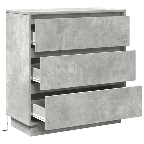 vidaXL Bedside Cabinet with LED Concrete Grey 71x34,5x75 cm Engineered Wood