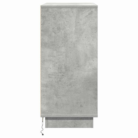 vidaXL Bedside Cabinet with LED Concrete Grey 71x34,5x75 cm Engineered Wood