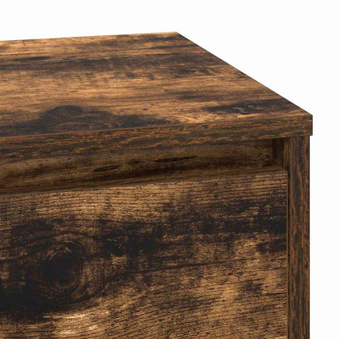 vidaXL Bedside Cabinet with LED Smoked Oak 71x34.5x75 cm Engineered Wood