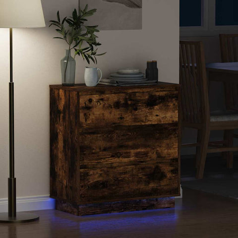 vidaXL Bedside Cabinet Smoked oak 71 x 34.5 x 75 cm Engineered wood