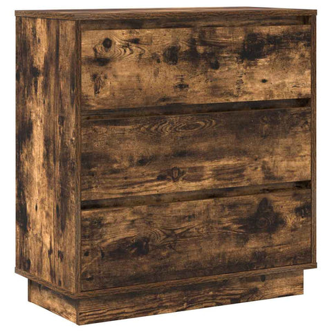 vidaXL Bedside Cabinet with LED Smoked Oak 71x34.5x75 cm Engineered Wood