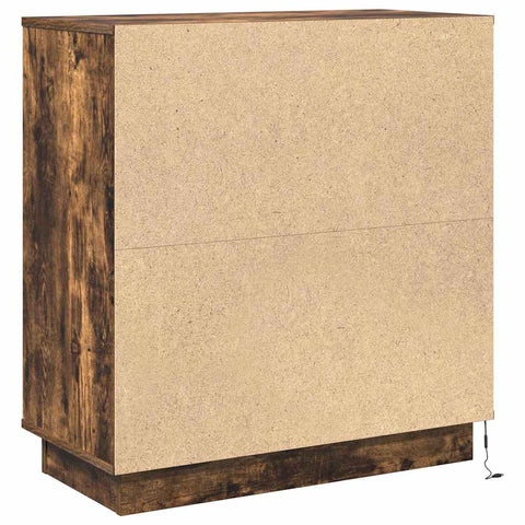 vidaXL Bedside Cabinet with LED Smoked Oak 71x34.5x75 cm Engineered Wood