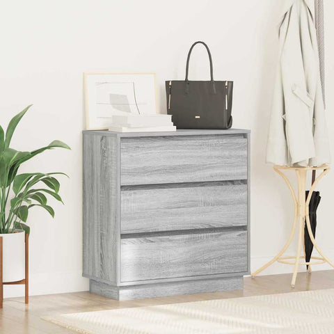 vidaXL Bedside Cabinet with LED Grey Sonoma 71x34,5x75 cm Engineered Wood