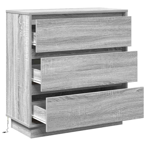 vidaXL Bedside Cabinet with LED Grey Sonoma 71x34,5x75 cm Engineered Wood