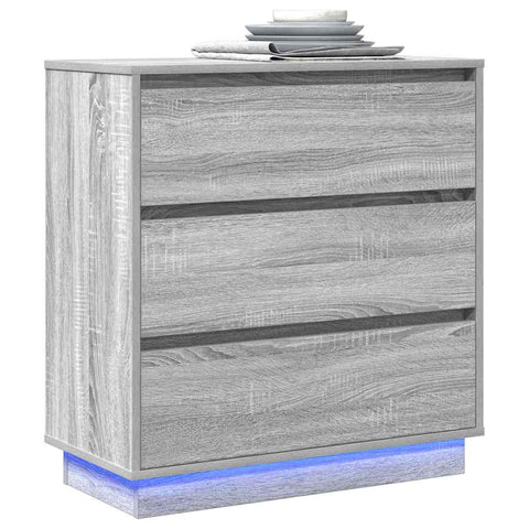 vidaXL Bedside Cabinet with LED Grey Sonoma 71x34,5x75 cm Engineered Wood