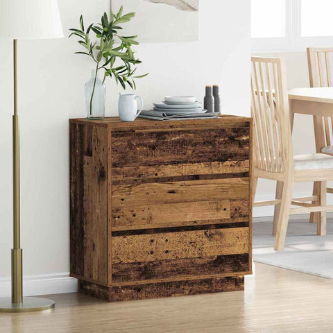 vidaXL Bedside Cabinet with LED Old Wood 71x34,5x75 cm Engineered Wood