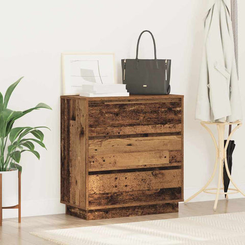 vidaXL Bedside Cabinet with LED Old Wood 71x34,5x75 cm Engineered Wood
