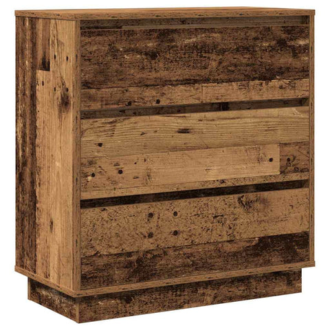 vidaXL Bedside Cabinet with LED Old Wood 71x34,5x75 cm Engineered Wood