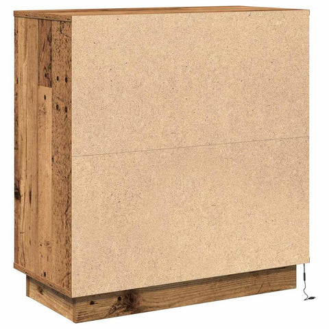 vidaXL Bedside Cabinet with LED Old Wood 71x34,5x75 cm Engineered Wood