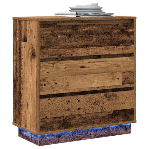 vidaXL Bedside Cabinet with LED Old Wood 71x34,5x75 cm Engineered Wood