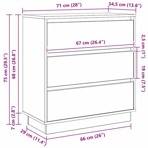 vidaXL Bedside Cabinet with LED Old Wood 71x34,5x75 cm Engineered Wood