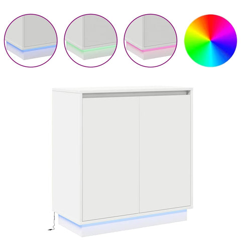 vidaXL LED Sideboard in White - 71x34.5x75 cm, Made from Engineered Wood