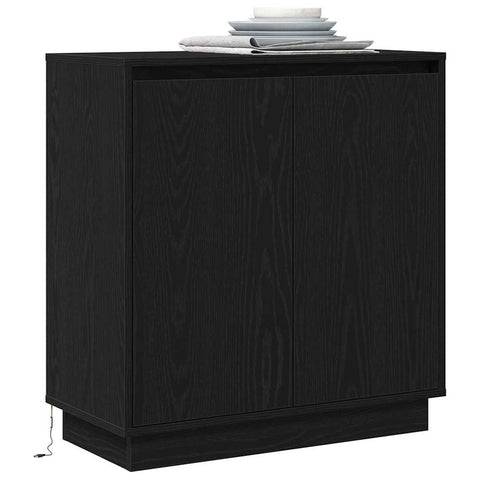 vidaXL Sideboard with LED Black Oak 71x34.5x75 cm Engineered Wood