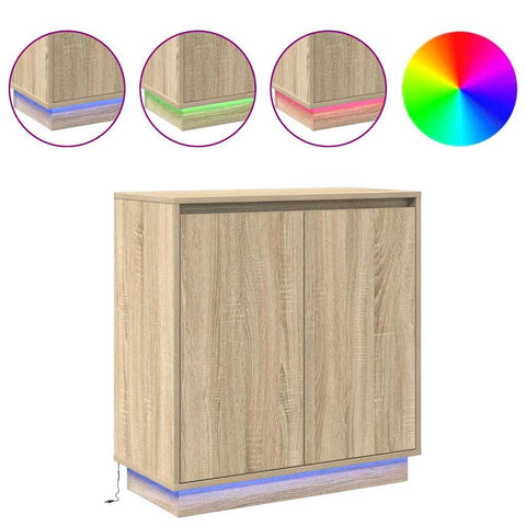vidaXL Sideboard with LED in Sonoma Oak - 71 x 34.5 x 75 cm - Made from Engineered Wood