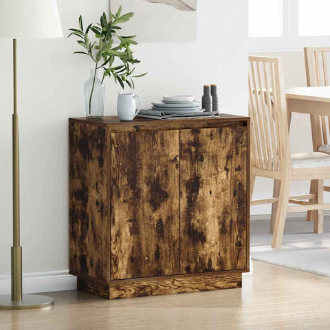 vidaXL Sideboard with LED, Smoked Oak, 71x34.5x75 cm, Engineered Wood