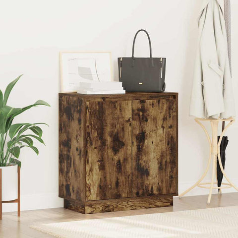 vidaXL Sideboard with LED, Smoked Oak, 71x34.5x75 cm, Engineered Wood