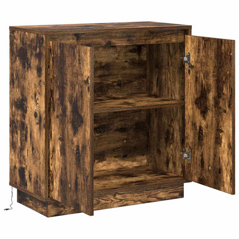 vidaXL Sideboard with LED, Smoked Oak, 71x34.5x75 cm, Engineered Wood